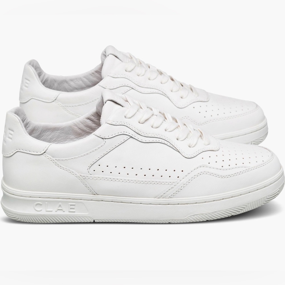 Clae HAYWOOD Triple White Leather Sneaker Shoes Men 7.5 Women 9 EU 40.5 M 25.5cm